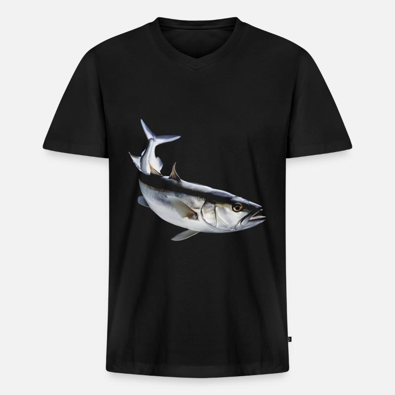 Schellfisch Fisch - Männer Premium Bio T-Shirt mit V-Ausschnitt - Schwarz