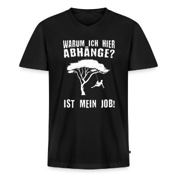 Beruf Baumkletterer Liebe zu Holz und Wald - Männer Premium Bio T-Shirt mit V-Ausschnitt - Schwarz - Vorne - Nico (187cm)