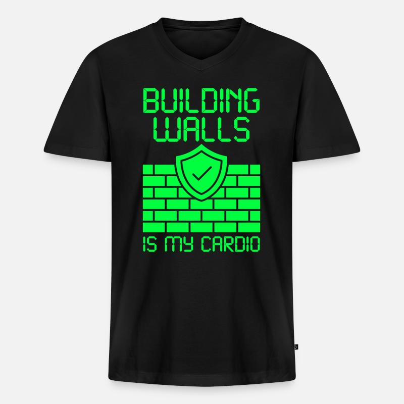 Cyber Security Firewall Computer - Männer Premium Bio T-Shirt mit V-Ausschnitt - Schwarz