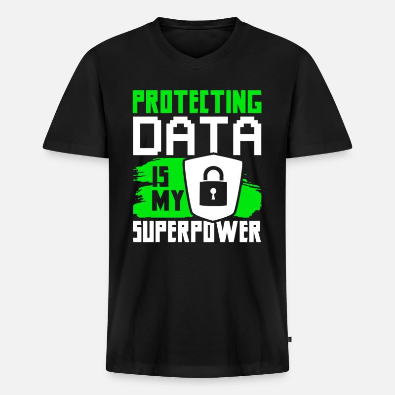 Cyber Security Datenschutz - Männer Premium Bio T-Shirt mit V-Ausschnitt - Schwarz