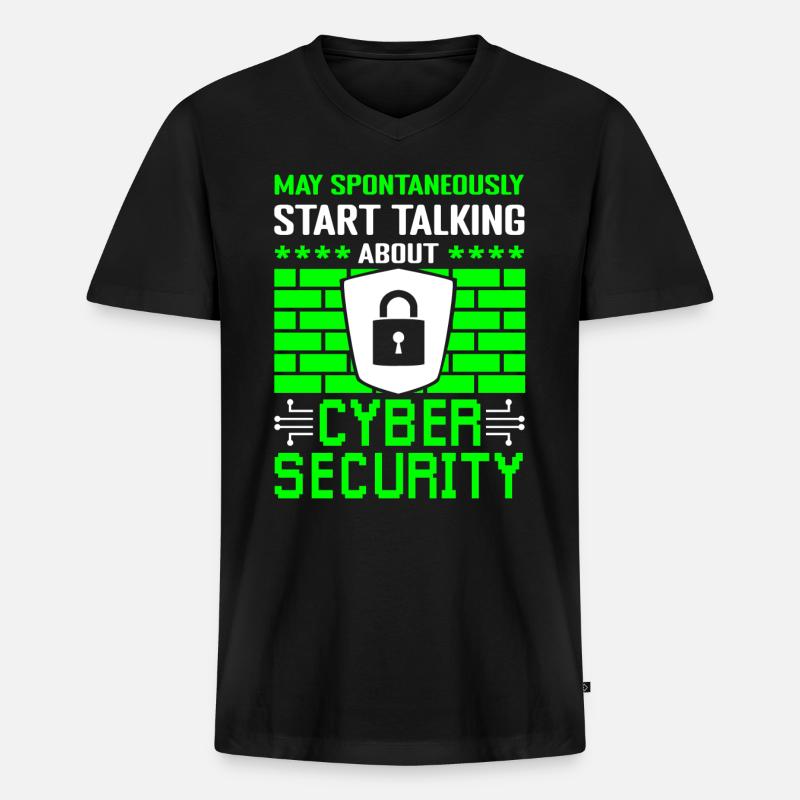 Cyber Security Datenschutz - Männer Premium Bio T-Shirt mit V-Ausschnitt - Schwarz