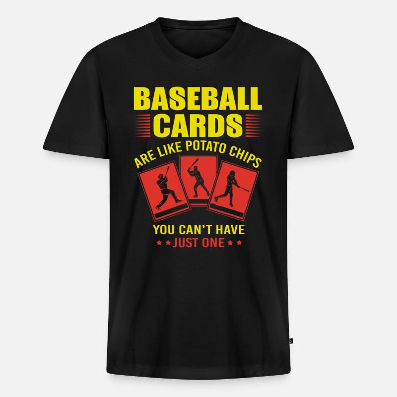 Baseball Karten Sammelkarten - Männer Premium Bio T-Shirt mit V-Ausschnitt - Schwarz