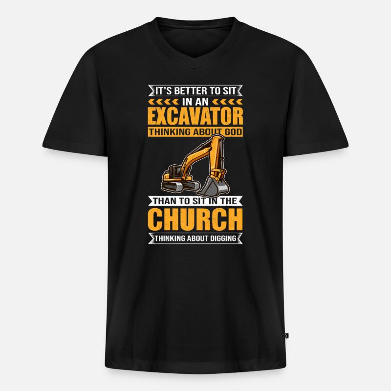 Baggern Baggerfahrer Bagger Lustig - Männer Premium Bio T-Shirt mit V-Ausschnitt - Schwarz