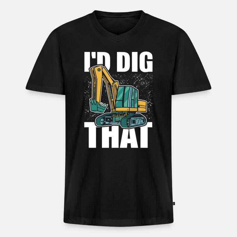 Baggern Baggerfahrer Bagger Baggerführer - Männer Premium Bio T-Shirt mit V-Ausschnitt - Schwarz