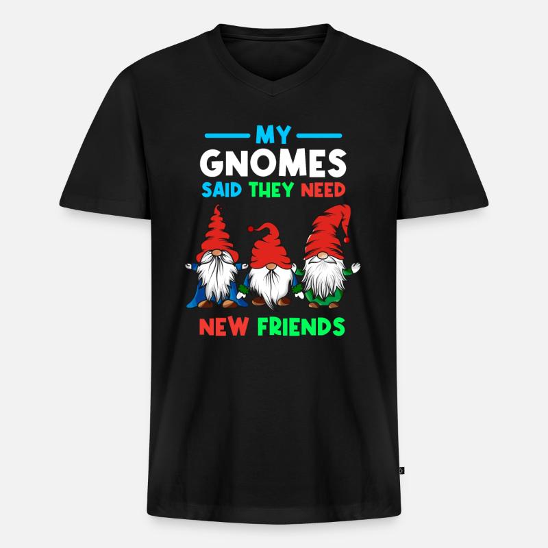 Gartenzwerge Gärtner Zwerg Gnom - Männer Premium Bio T-Shirt mit V-Ausschnitt - Schwarz