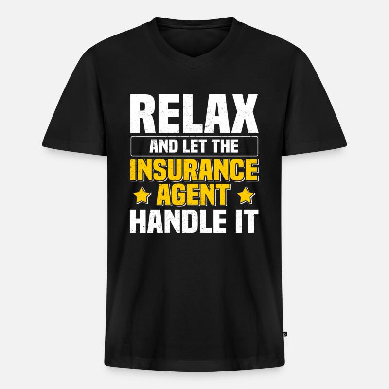 Versicherungsvertreter Lustig Aktuar - Männer Premium Bio T-Shirt mit V-Ausschnitt - Schwarz
