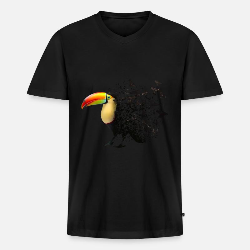 Tukan - Männer Premium Bio T-Shirt mit V-Ausschnitt - Schwarz