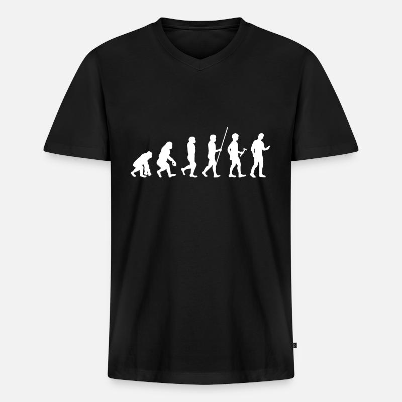 Evolution Smartphone Generation - Männer Premium Bio T-Shirt mit V-Ausschnitt - Schwarz
