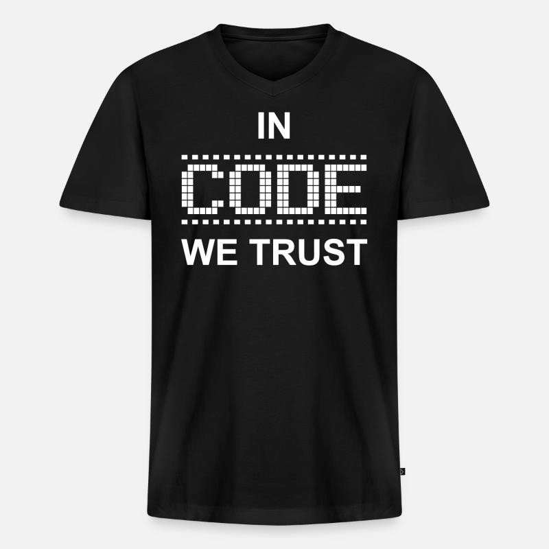 CODE - Männer Premium Bio T-Shirt mit V-Ausschnitt - Schwarz