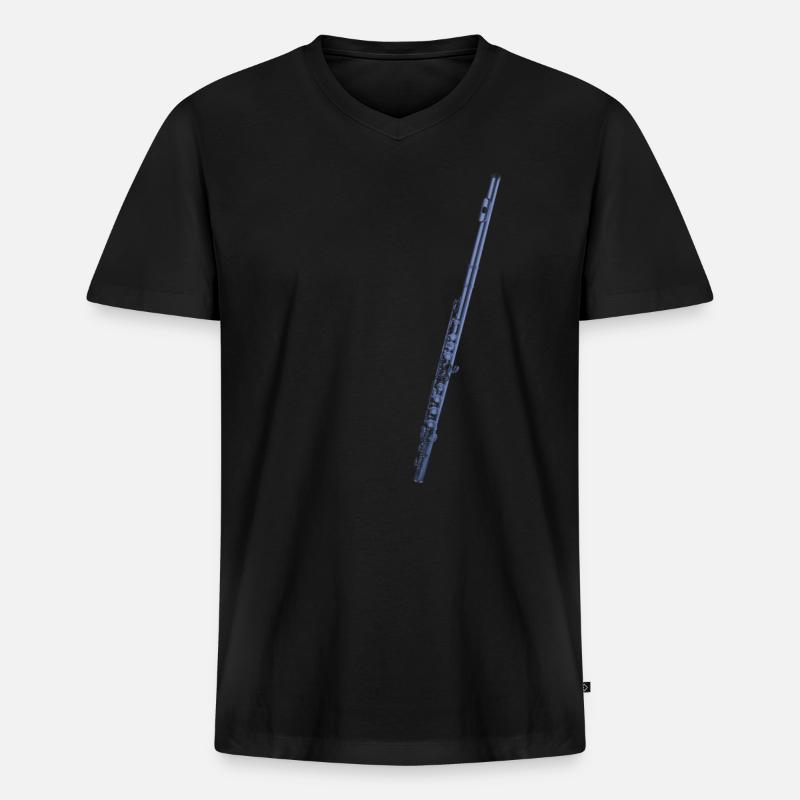querfloete instrument - Männer Premium Bio T-Shirt mit V-Ausschnitt - Schwarz