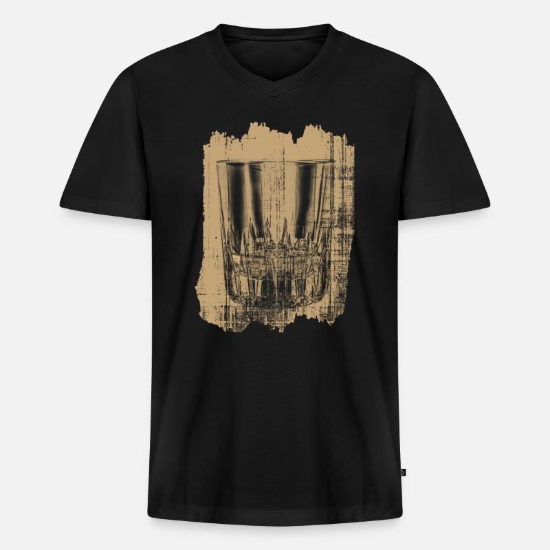 Whiskey - Männer Premium Bio T-Shirt mit V-Ausschnitt - Schwarz