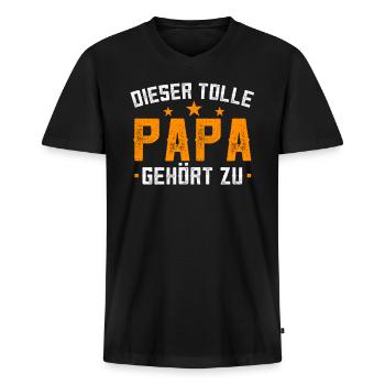 Dieser Tolle Papa Gehört zu - Männer Premium Bio T-Shirt mit V-Ausschnitt - Schwarz - Vorne - Nico (187cm)