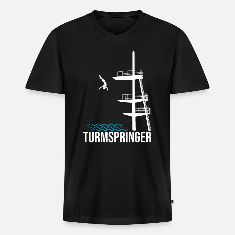 Turmspringer Sprungturm Tricks Turmspringen - Männer Premium Bio T-Shirt mit V-Ausschnitt - Schwarz