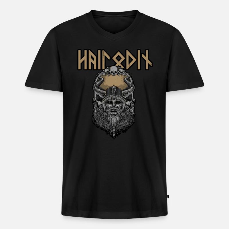 Odin-Wikinger - Männer Premium Bio T-Shirt mit V-Ausschnitt - Schwarz