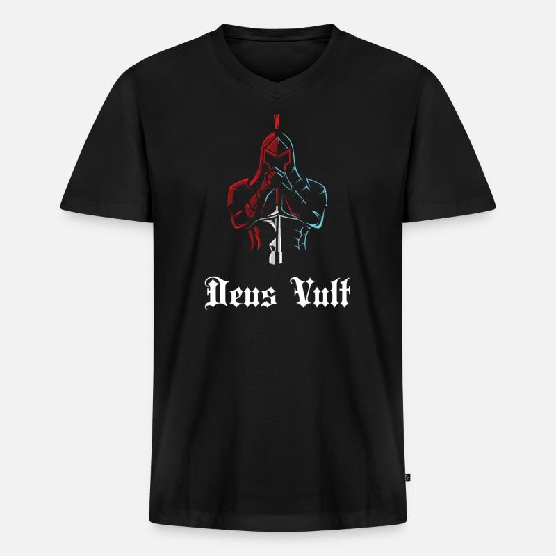 Ritter - Männer Premium Bio T-Shirt mit V-Ausschnitt - Schwarz