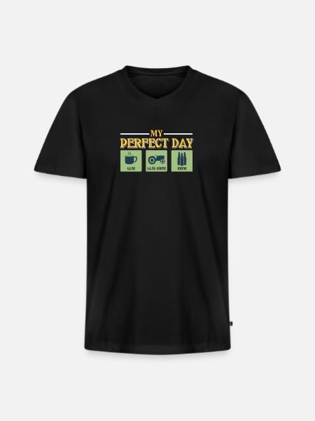 tractor - Men's Premium Organic T-shirt with V-neck - black