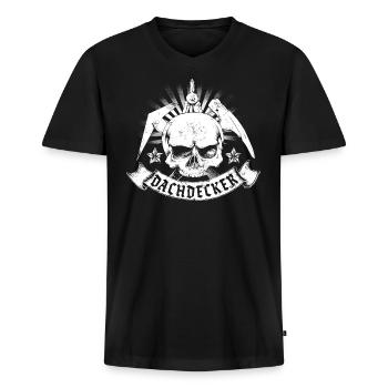 Dachdecker Zunftzeichen - Männer Premium Bio T-Shirt mit V-Ausschnitt - Schwarz - Vorne - Nico (187cm)