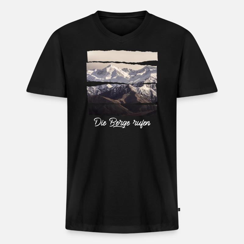 die berge rufen - Männer Premium Bio T-Shirt mit V-Ausschnitt - Schwarz