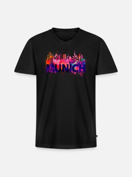 Munich Skyline Baynern - Men's Premium Organic T-shirt with V-neck - black