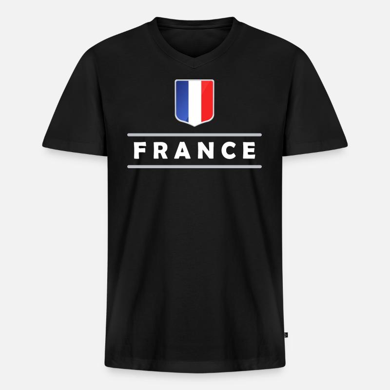 Frankreich - Männer Premium Bio T-Shirt mit V-Ausschnitt - Schwarz