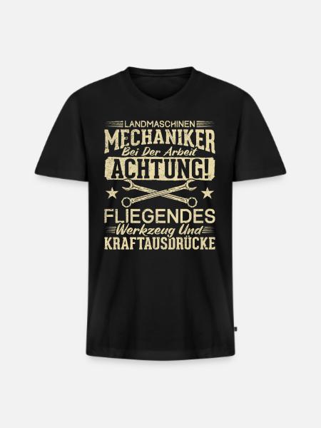 Landmaschinen Mechaniker - Männer Premium Bio T-Shirt mit V-Ausschnitt - Schwarz