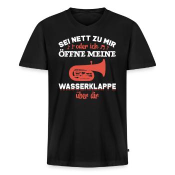witziger Spruch Tuba - Männer Premium Bio T-Shirt mit V-Ausschnitt - Schwarz - Vorne - Nico (187cm)