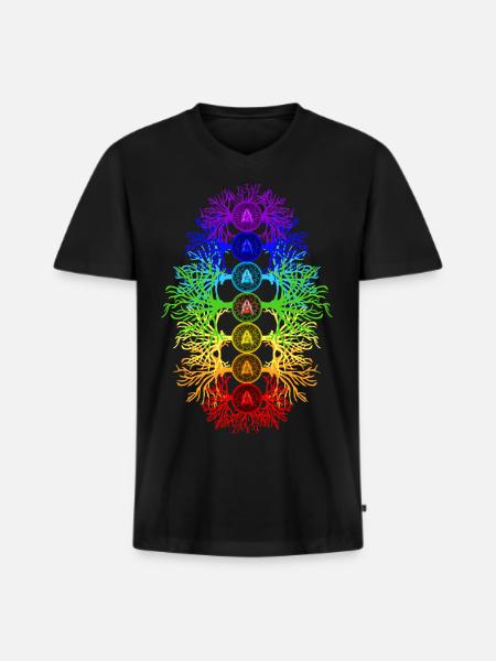 Chakra Energie - Männer Premium Bio T-Shirt mit V-Ausschnitt - Schwarz
