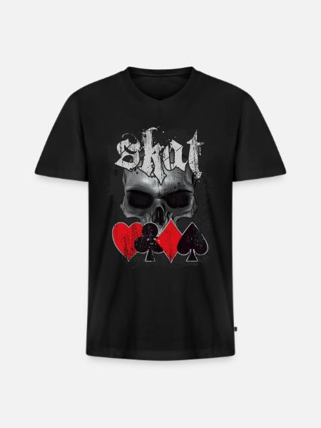 Skatspieler - Männer Premium Bio T-Shirt mit V-Ausschnitt - Schwarz