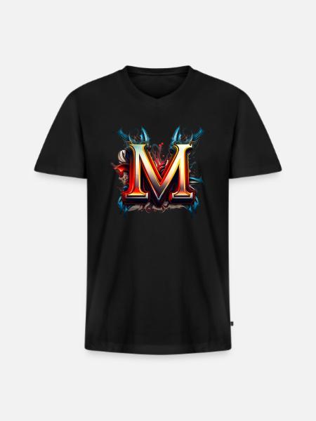 Graffiti Buchstabe M mit Krone 👑 - Männer Premium Bio T-Shirt mit V-Ausschnitt - Schwarz