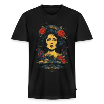 Retro - Men's Premium Organic T-shirt with V-neck - black - Front - Nico (187cm)