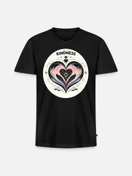 Heart of Kindness Art - Men's Premium Organic T-shirt with V-neck - black