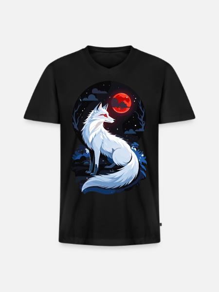 White Fox - Men's Premium Organic T-shirt with V-neck - black