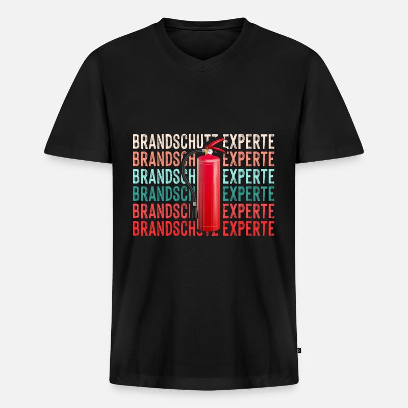Brandschutz Experte Retro - Männer Premium Bio T-Shirt mit V-Ausschnitt - Schwarz