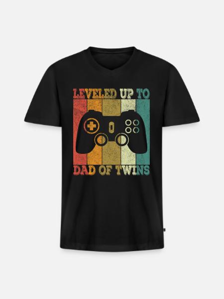 Fremtidige Far til Twins Graviditet Announcement 2021 - Premium økologisk T-shirt med V-hals til mænd - sort