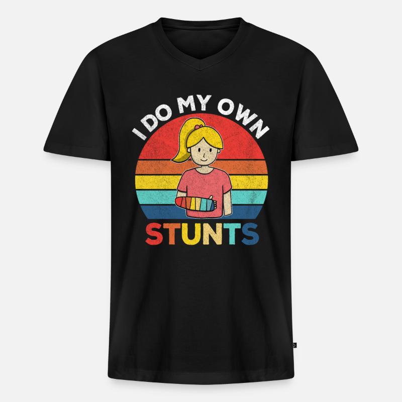 Gute Besserung Gebrochener Arm Mädchen - Männer Premium Bio T-Shirt mit V-Ausschnitt - Schwarz