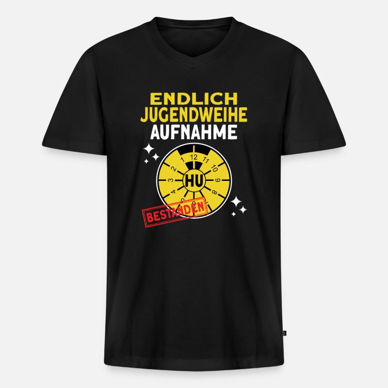 Jugendweihe Geschenke für jugendliche - Männer Premium Bio T-Shirt mit V-Ausschnitt - Schwarz