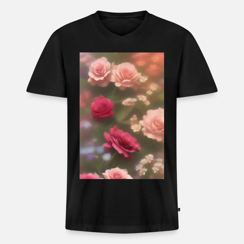 Blumen Kunst - Männer Premium Bio T-Shirt mit V-Ausschnitt - Schwarz