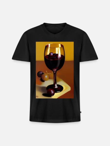 Wein Trinker - Männer Premium Bio T-Shirt mit V-Ausschnitt - Schwarz