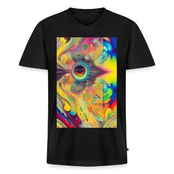 Art abstrait - T-shirt encolure en V Premium bio Homme - noir - Devant - Nico (187cm)