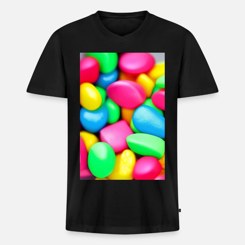 Bonbons - Männer Premium Bio T-Shirt mit V-Ausschnitt - Schwarz