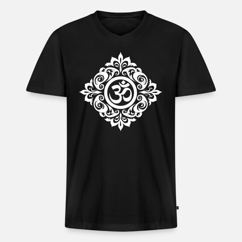 Kosmische Resonanz: Das heilige Om - Männer Premium Bio T-Shirt mit V-Ausschnitt - Schwarz