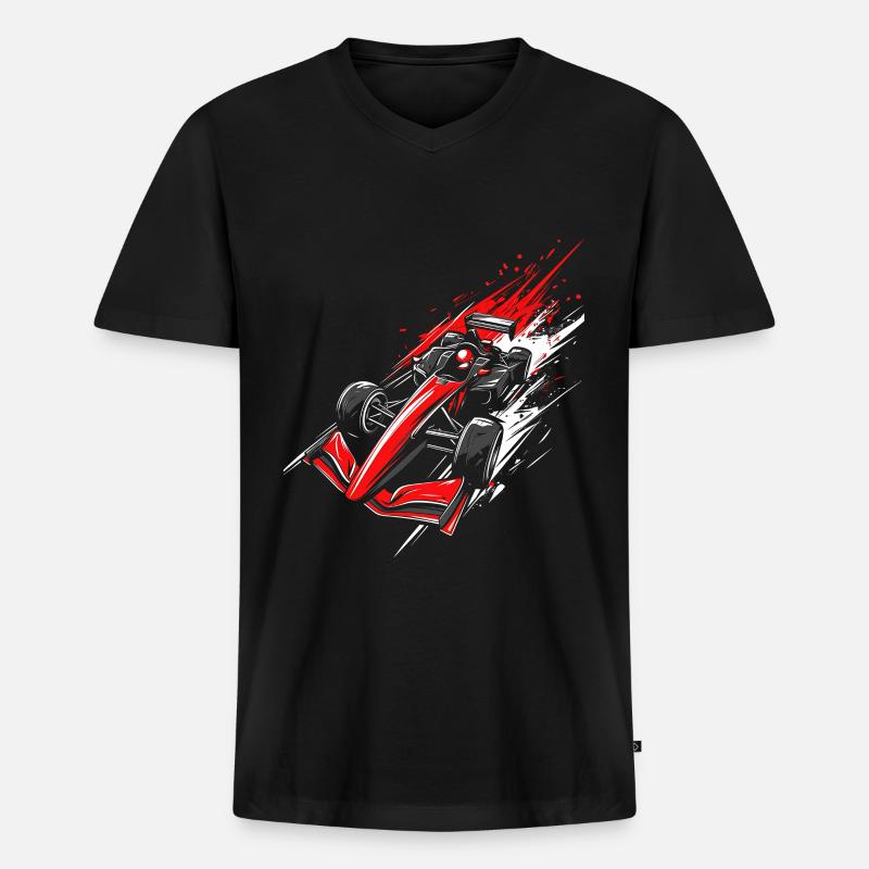 Formel-Rennwagen | High-Speed-Racing-Artwork - Männer Premium Bio T-Shirt mit V-Ausschnitt - Schwarz