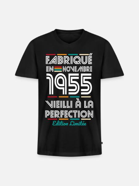 70th Anniversary - Made in November 1955 - Men's Premium Organic T-shirt with V-neck - black
