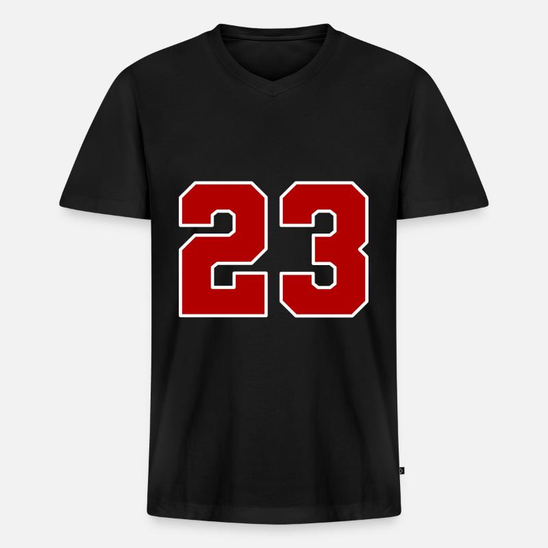 23 Nummer Dreiundzwanzig - Männer Premium Bio T-Shirt mit V-Ausschnitt - Schwarz