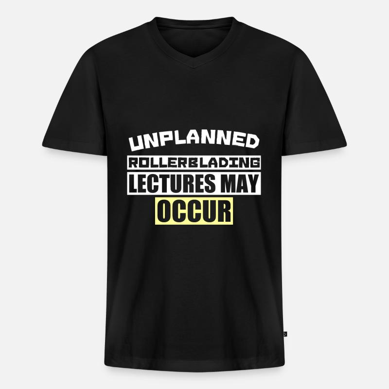 UNPLANNED ROLLERBLADING LECTURES MAY OCCUR - Männer Premium Bio T-Shirt mit V-Ausschnitt - Schwarz