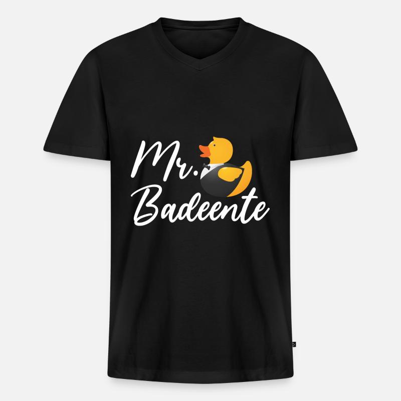 Badeente Gummiente - Männer Premium Bio T-Shirt mit V-Ausschnitt - Schwarz
