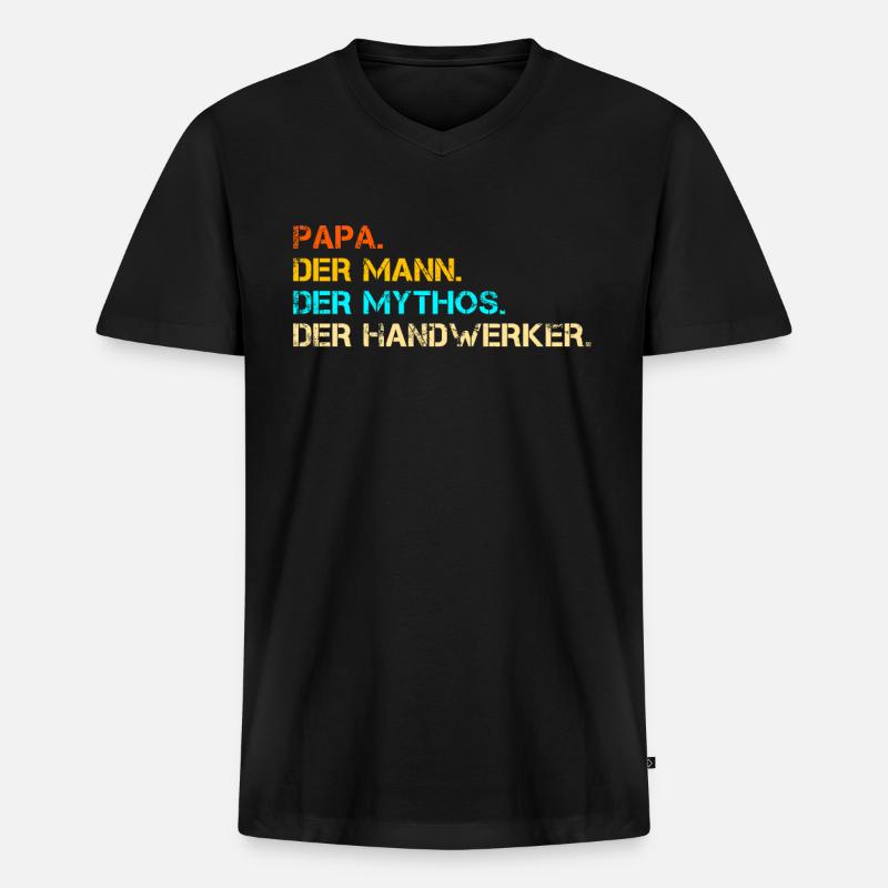 Handwerker Papa - Männer Premium Bio T-Shirt mit V-Ausschnitt - Schwarz