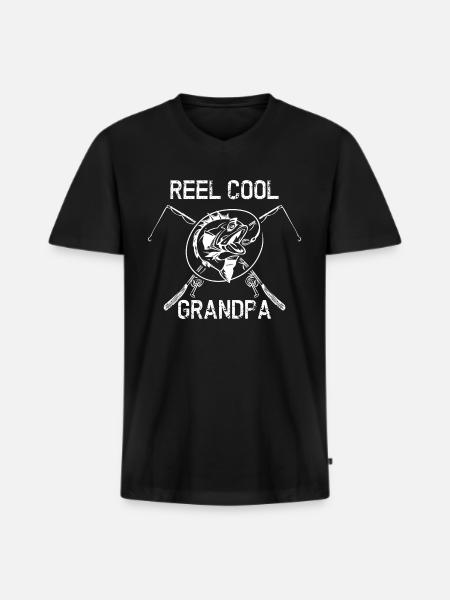 Reel Cool Grandpa - Men's Premium Organic T-shirt with V-neck - black