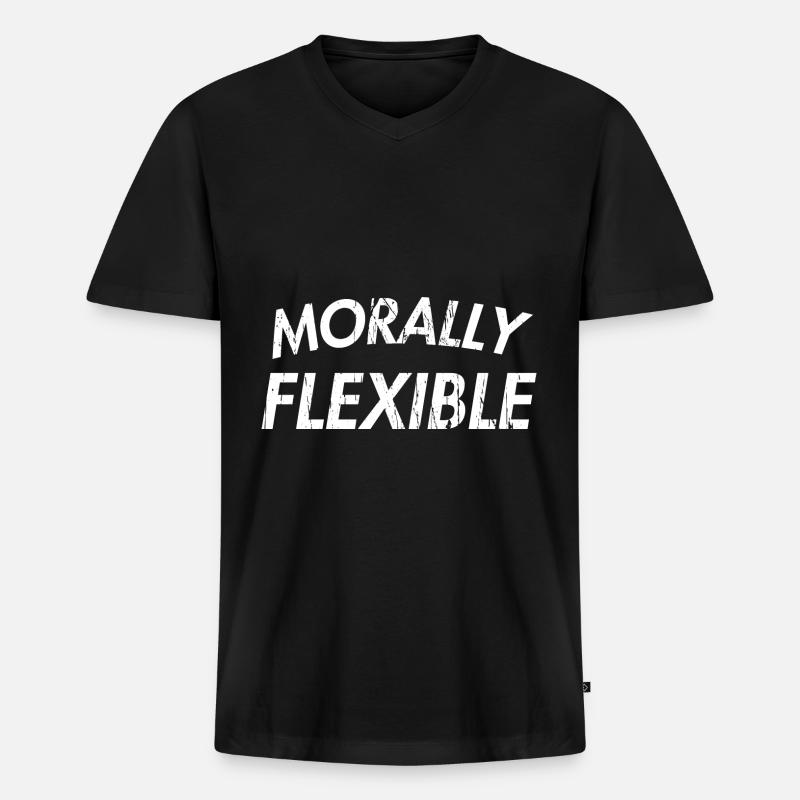 MORALLY FLEXIBLE - Männer Premium Bio T-Shirt mit V-Ausschnitt - Schwarz