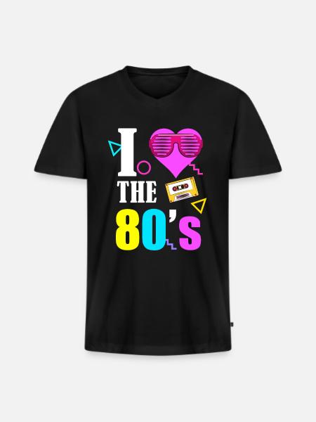 80s 90s 80s 90s - Men's Premium Organic T-shirt with V-neck - black